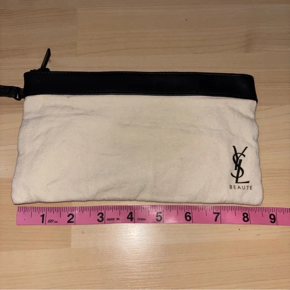 YSL Cosmetic Clutch White and Black Canvas Classic Designer GWP - Picture 5 of 6